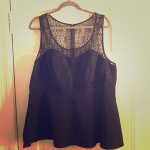 Torrid black lace sweetheart peplum top, size 3
